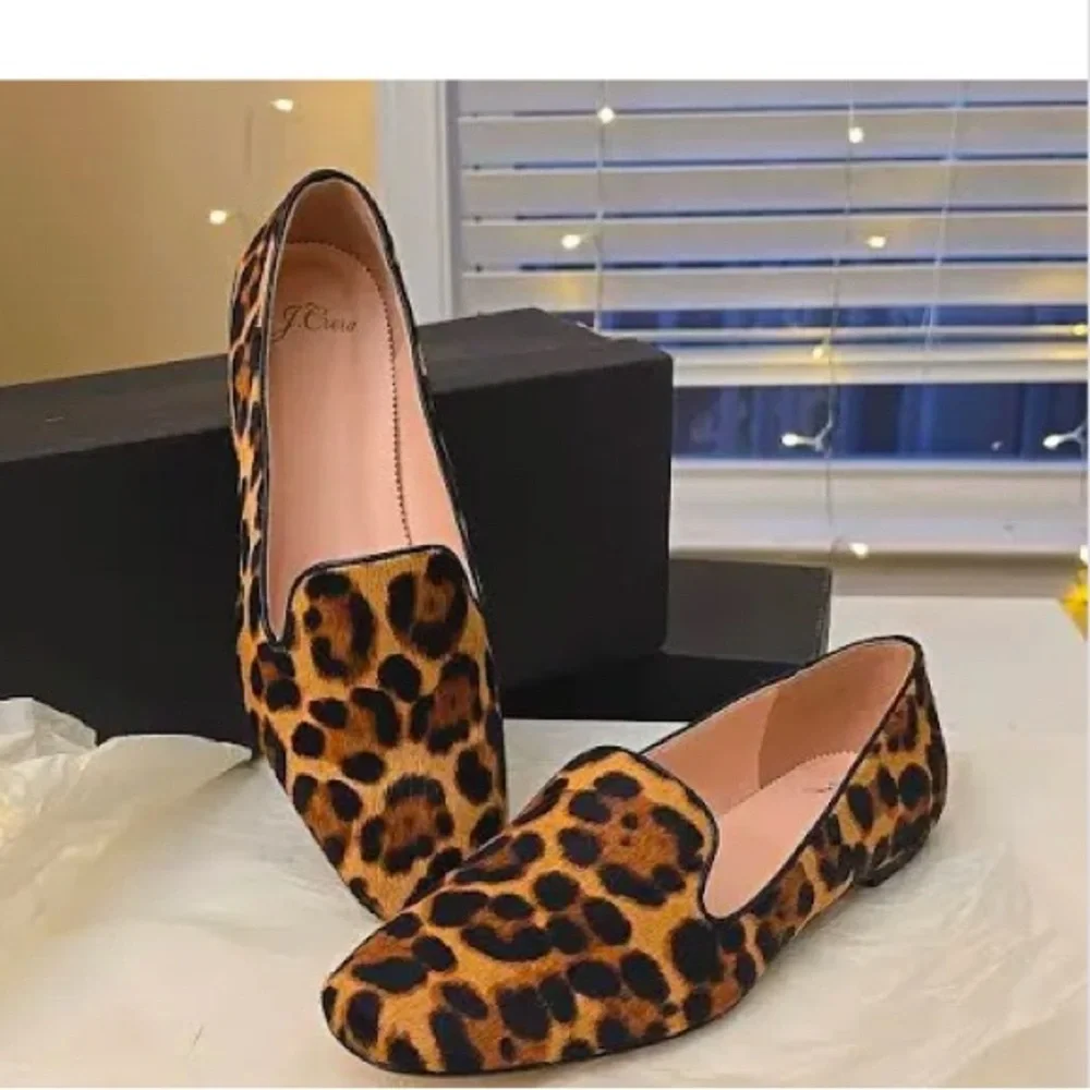 NEW J. Crew Smoking Slipper In Haircalf Flats Rich Mahogany‎ Size 7